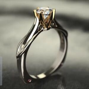 Size 9 Moissanite 18k Gold Plated 925 Sterling Silver Wedding Engagement Ring